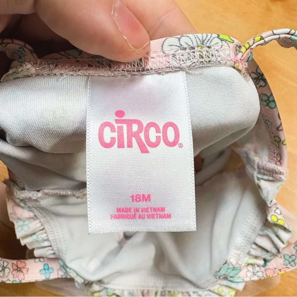 Circo Light Pink & Turquoise Floral Tutu One Piece Swimsuit Toddler Size 18M
